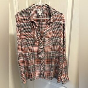 JJill women’s long-sleeve plaid design blouse in size Large. In good condition.